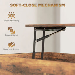HOMCOM Lift-Top Coffee Table, with Storage - Rustic Brown - thumbnail 5