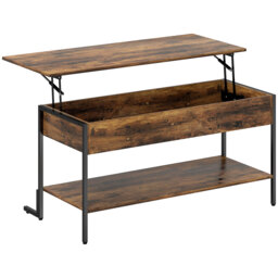 HOMCOM Lift-Top Coffee Table, with Storage - Rustic Brown - thumbnail 1