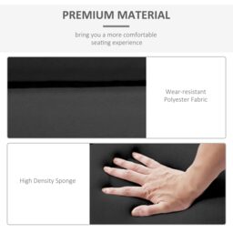 Outsunny Set of 2 Outdoor Seat Cushion Set, Replacement Cushions for Rattan Furniture with Ties, 196 x 55 cm, Black - Aosom UK - thumbnail 5