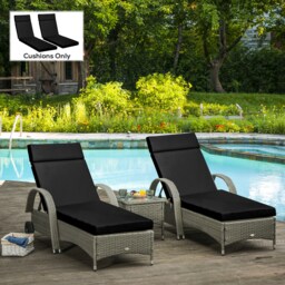 Outsunny Set of 2 Outdoor Seat Cushion Set, Replacement Cushions for Rattan Furniture with Ties, 196 x 55 cm, Black - Aosom UK - thumbnail 2