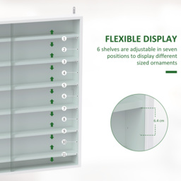HOMCOM 7-Tier Wall Display Shelf Unit Cabinet w/ 6 Adjustable Shelves Glass Doors Home Office Ornaments 83x80cm, White - thumbnail 4