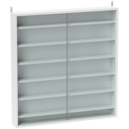 HOMCOM 7-Tier Wall Display Shelf Unit Cabinet w/ 6 Adjustable Shelves Glass Doors Home Office Ornaments 83x80cm, White - thumbnail 1