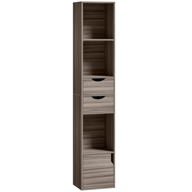 HOMCOM Bookcase with Drawers Adjustable Shelf Bookshelf with 2 Drawers and Cabinet 158 cm Grey - image 1