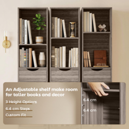 HOMCOM Bookcase with Drawers Adjustable Shelf Bookshelf with 2 Drawers and Cabinet 158 cm Grey - thumbnail 6
