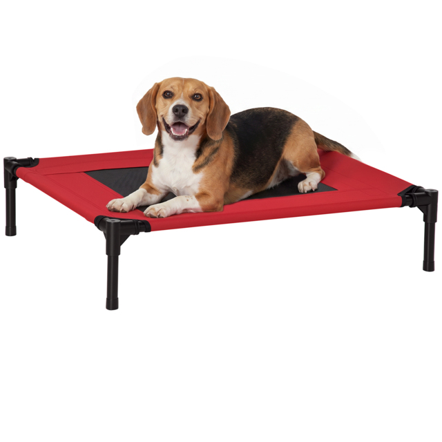 PawHut Elevated Dog Bed, Portable Camping Pet Cot with Metal Frame, for Medium Dogs, Black and Red - Aosom UK - image 1