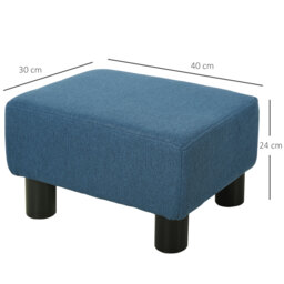HOMCOM Linen Fabric Ottoman Footstool, Cube Design with 4 Plastic Legs, Comfortable Seating, Blue - Aosom UK - thumbnail 3