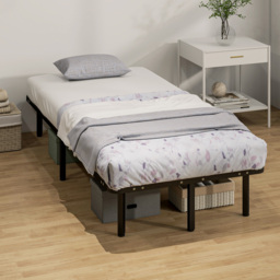 HOMCOM 3ft Single Bed Frame, Metal Platform Bed Frame with 2 x 14 Wood Slats, No Box Spring Needed, Underbed Storage, Black - thumbnail 7