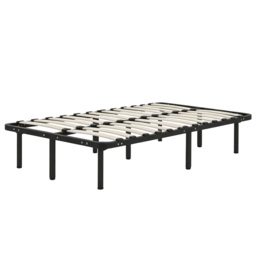 HOMCOM 3ft Single Bed Frame, Metal Platform Bed Frame with 2 x 14 Wood Slats, No Box Spring Needed, Underbed Storage, Black