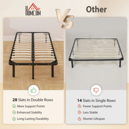 HOMCOM 3ft Single Bed Frame, Metal Platform Bed Frame with 2 x 14 Wood Slats, No Box Spring Needed, Underbed Storage, Black - thumbnail 4