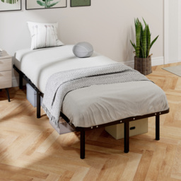 HOMCOM 3ft Single Bed Frame, Metal Platform Bed Frame with 2 x 14 Wood Slats, No Box Spring Needed, Underbed Storage, Black - thumbnail 8
