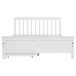 Elegant Solid Pine Double Bed Frame with Storage Drawers, Headboard, Footboard, Wooden Single Bed Base for Adults, Kids, 196x146x82 cm, White - Aosom UK - thumbnail 9