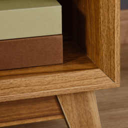 HOMCOM Bedside Table Nightstand, Modern End Table with Drawer and Shelf for Living Room, Walnut Brown - Aosom UK - thumbnail 8