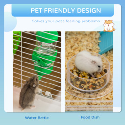 PawHut Large Hamster Cage, 3-Level Small Rodents House, w/ Tube Tunnel, Exercise Wheel, Food Dish, Ramps, Hut, 59 x 36 x 47 cm, Blue - Aosom UK - thumbnail 5