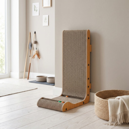 PawHut Cat Scratching Board Wall Mounted Cat Scratcher Corrugated 3 Toy Balls 39 x 23.5 x 57.5 cm Brown - thumbnail 8
