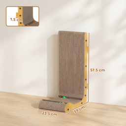 PawHut Cat Scratching Board Wall Mounted Cat Scratcher Corrugated 3 Toy Balls 39 x 23.5 x 57.5 cm Brown - thumbnail 3