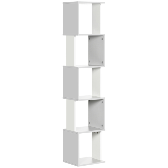 HOMCOM Modern 5-Tier Bookshelf, Freestanding Bookcase Storage Shelving for Living Room Home Office Study, Light Grey - Aosom UK - image 1