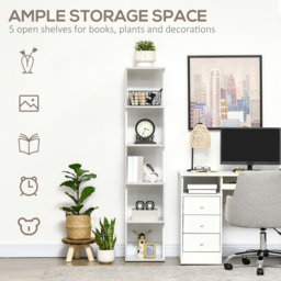HOMCOM Modern 5-Tier Bookshelf, Freestanding Bookcase Storage Shelving for Living Room Home Office Study, Light Grey - Aosom UK - thumbnail 5