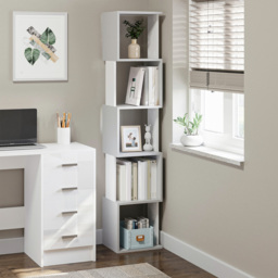 HOMCOM Modern 5-Tier Bookshelf, Freestanding Bookcase Storage Shelving for Living Room Home Office Study, Light Grey - Aosom UK - thumbnail 2