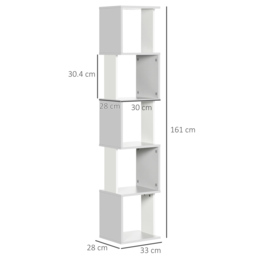 HOMCOM Modern 5-Tier Bookshelf, Freestanding Bookcase Storage Shelving for Living Room Home Office Study, Light Grey - Aosom UK - thumbnail 3
