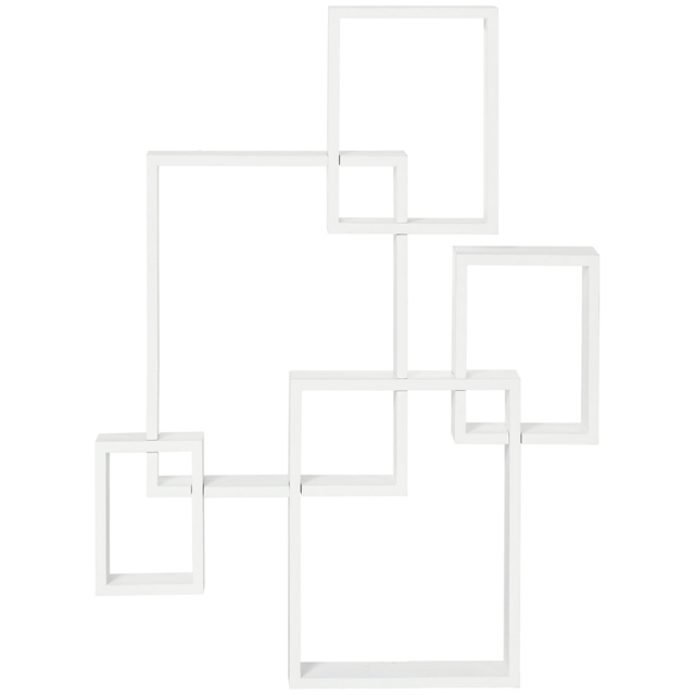HOMCOM Interlocking Cube Floating Shelves, Wall Mounted Display Shelf for Living Room, Bedroom, Hallways, White - Aosom UK - image 1