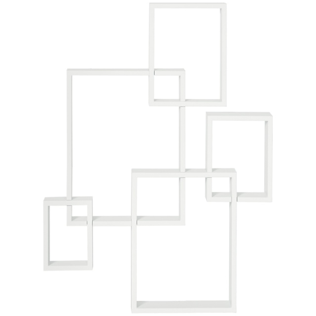 HOMCOM Interlocking Cube Floating Shelves, Wall Mounted Display Shelf for Living Room, Bedroom, Hallways, White - Aosom UK - image 1
