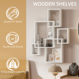 HOMCOM Interlocking Cube Floating Shelves, Wall Mounted Display Shelf for Living Room, Bedroom, Hallways, White - Aosom UK - thumbnail 5