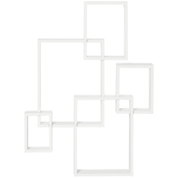 HOMCOM Interlocking Cube Floating Shelves, Wall Mounted Display Shelf for Living Room, Bedroom, Hallways, White - Aosom UK - thumbnail 1