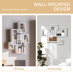 HOMCOM Interlocking Cube Floating Shelves, Wall Mounted Display Shelf for Living Room, Bedroom, Hallways, White - Aosom UK - thumbnail 4