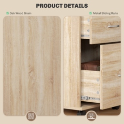 HOMCOM Two Drawer Lockable Filing Cabinet - Wood-Effect - thumbnail 6