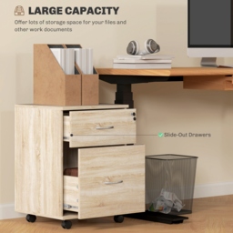 HOMCOM Two Drawer Lockable Filing Cabinet - Wood-Effect - thumbnail 4