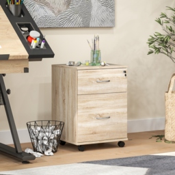HOMCOM Two Drawer Lockable Filing Cabinet - Wood-Effect - thumbnail 7