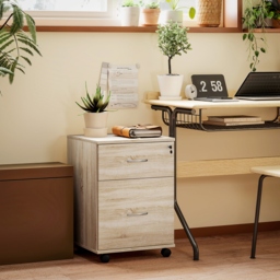 HOMCOM Two Drawer Lockable Filing Cabinet - Wood-Effect - thumbnail 2