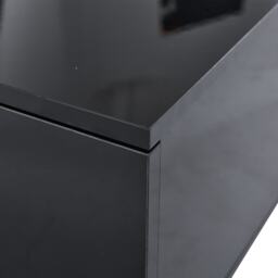 Modern High Gloss Coffee Table with 2 Storage Drawers, Unique Shape Centre Table with Customisable LED Lights, 100L x 50W x 35H cm, Black - Aosom UK - thumbnail 8
