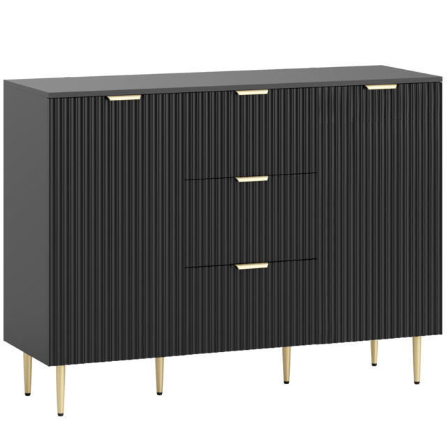 HOMCOM 2-Door Sideboard with 3 Drawers and Adjustable Shelves - Black - image 1