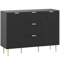 HOMCOM 2-Door Sideboard with 3 Drawers and Adjustable Shelves - Black - thumbnail 1