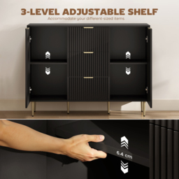 HOMCOM 2-Door Sideboard with 3 Drawers and Adjustable Shelves - Black - thumbnail 5