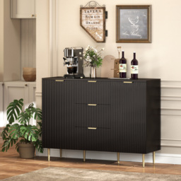 HOMCOM 2-Door Sideboard with 3 Drawers and Adjustable Shelves - Black - thumbnail 9