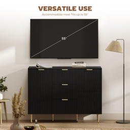 HOMCOM 2-Door Sideboard with 3 Drawers and Adjustable Shelves - Black - thumbnail 6