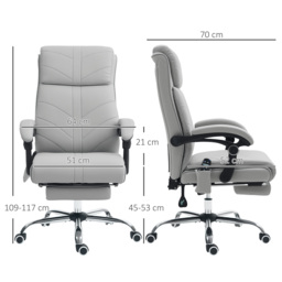 Vinsetto 4 Points Massage Office Chair with 3 Modes, Heating Office Chair with Foam Padding, Adjustable Swivel, Footrest, Light Grey - Aosom UK - thumbnail 3