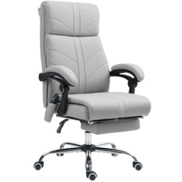 Vinsetto 4 Points Massage Office Chair with 3 Modes, Heating Office Chair with Foam Padding, Adjustable Swivel, Footrest, Light Grey - Aosom UK - thumbnail 1