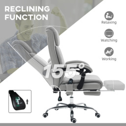 Vinsetto 4 Points Massage Office Chair with 3 Modes, Heating Office Chair with Foam Padding, Adjustable Swivel, Footrest, Light Grey - Aosom UK - thumbnail 6