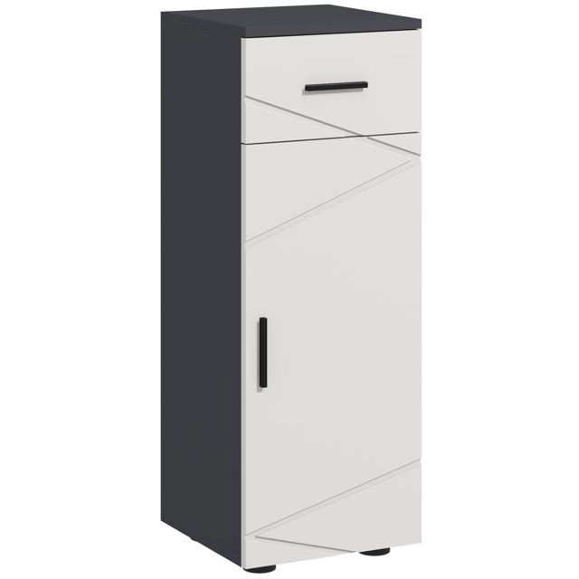 kleankin Slender Bathroom Cabinet: Compact Storage with Drawer, Door & Adjustable Shelf, Soft-Close Mechanism, Grey Hue - Aosom UK - image 1