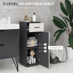 kleankin Slender Bathroom Cabinet: Compact Storage with Drawer, Door & Adjustable Shelf, Soft-Close Mechanism, Grey Hue - Aosom UK - thumbnail 5