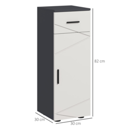 kleankin Slender Bathroom Cabinet: Compact Storage with Drawer, Door & Adjustable Shelf, Soft-Close Mechanism, Grey Hue - Aosom UK - thumbnail 3