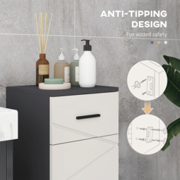 kleankin Slender Bathroom Cabinet: Compact Storage with Drawer, Door & Adjustable Shelf, Soft-Close Mechanism, Grey Hue - Aosom UK - thumbnail 6