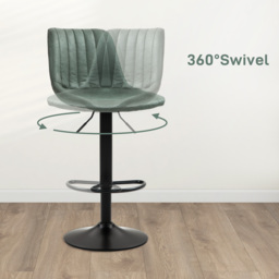 HOMCOM Adjustable Bar Stools Set of 2 Counter Height Barstools Dining Chairs 360° Swivel with Footrest for Home Pub, Green - thumbnail 6