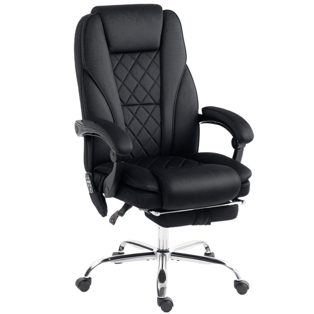 Vinsetto Massage Office Chair, Heated Reclining Computer Chair with Adjustable Height and Footrest, Black - image 1