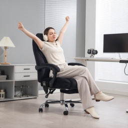 Vinsetto Massage Office Chair, Heated Reclining Computer Chair with Adjustable Height and Footrest, Black - thumbnail 9