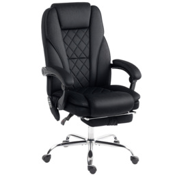 Vinsetto Massage Office Chair, Heated Reclining Computer Chair with Adjustable Height and Footrest, Black - thumbnail 1