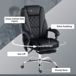 Vinsetto Massage Office Chair, Heated Reclining Computer Chair with Adjustable Height and Footrest, Black - thumbnail 7